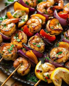 Lemon Garlic Shrimp Skewers Recipe
