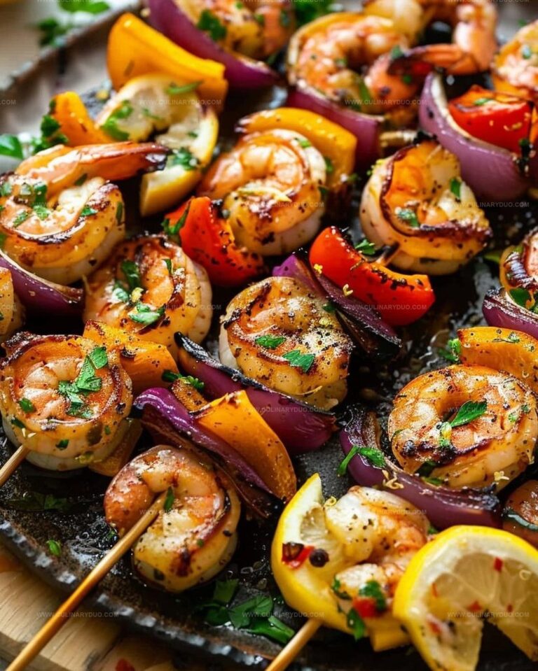 Lemon Garlic Shrimp Skewers Recipe
