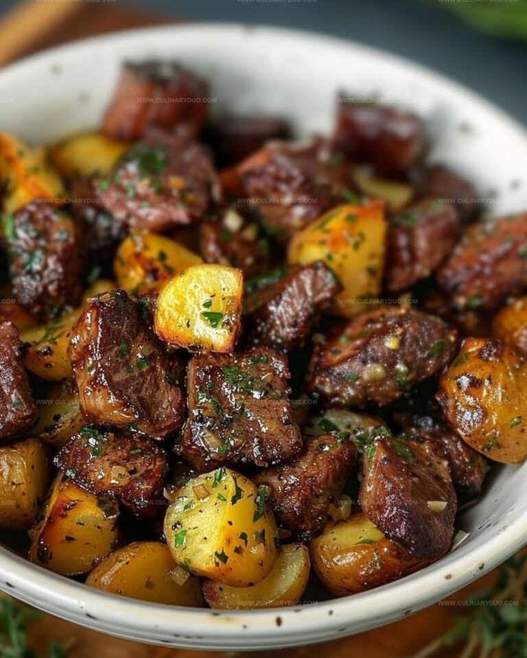 Air Fryer Garlic Butter Steak Bites and Potatoes Recipe