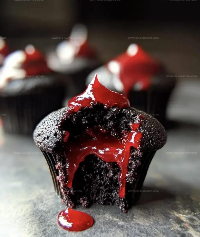 Bleeding Halloween Black Cupcakes Recipe