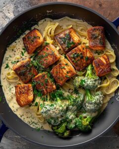 Blackened Salmon and Broccoli Alfredo Recipe
