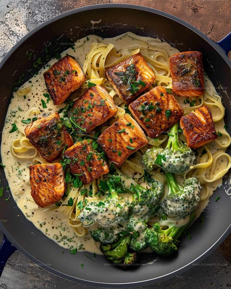 Blackened Salmon and Broccoli Alfredo Recipe
