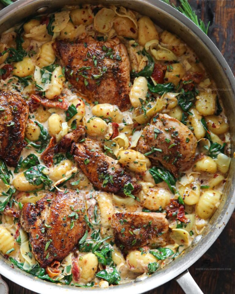 Tuscan Chicken, Gnocchi, Spinach, Artichokes, Sun-dried Tomatoes Recipe