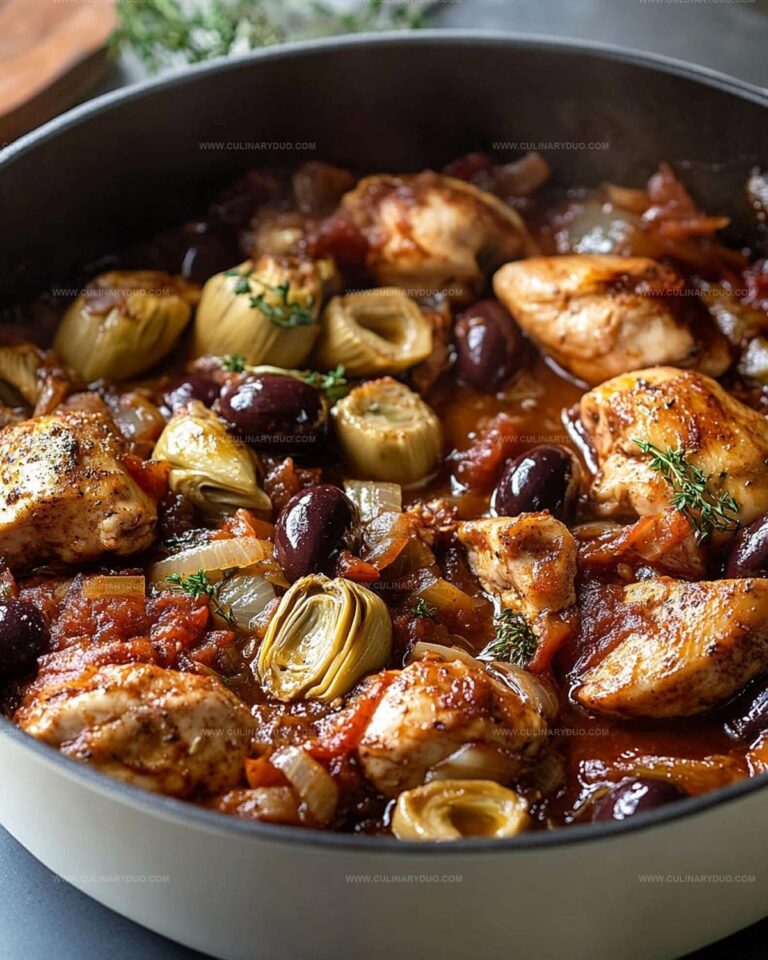 Chicken Stifado with Artichokes and Kalamata Olives Recipe