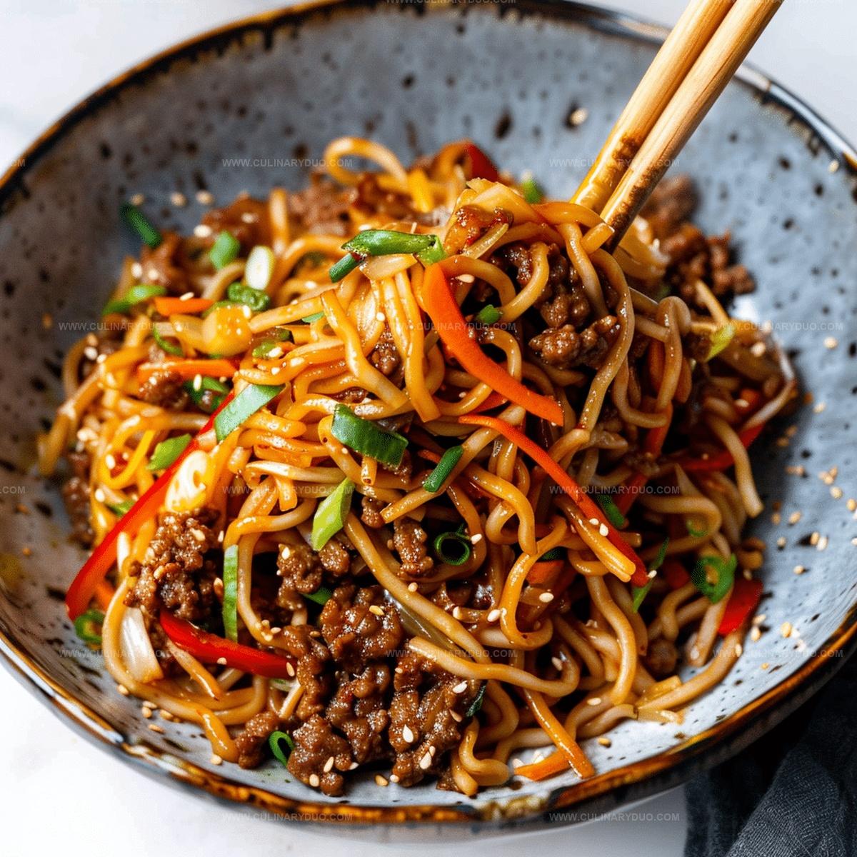 Asian Ground Beef Noodles Recipe