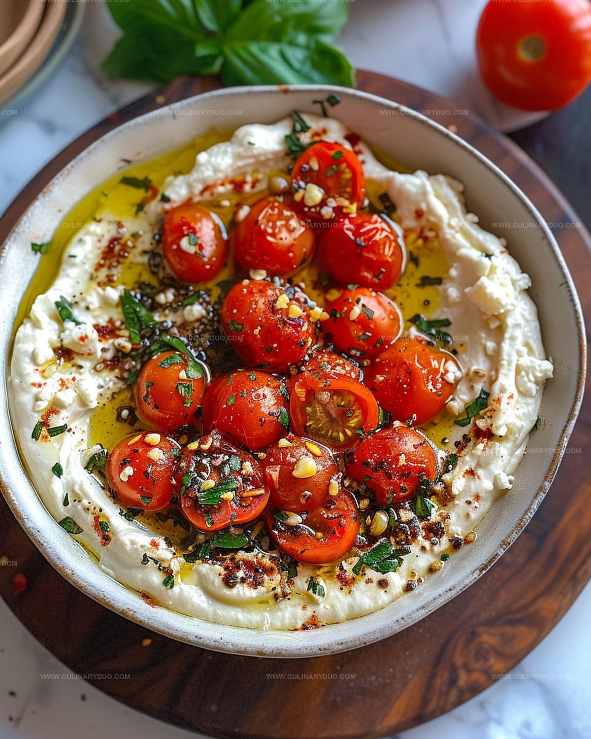 Roasted Tomato and Whipped Feta Dip with Sizzling Shallot Oil Recipe