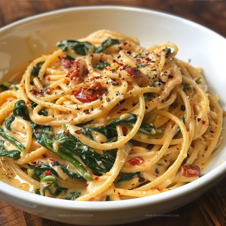Spaghetti & Spinach with Sun-Dried Tomato Cream Sauce Recipe