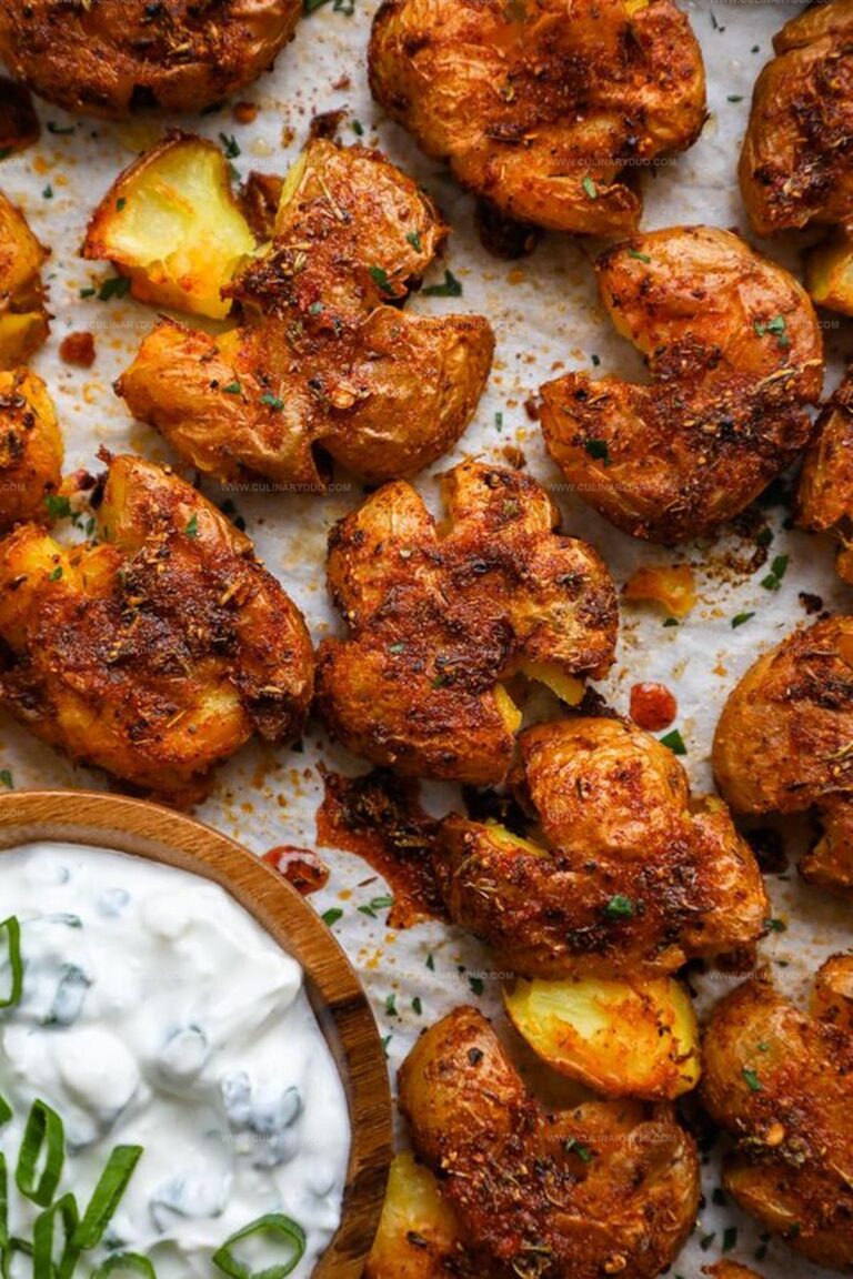 Crispy Cajun Smashed Potatoes with Lemon Garlic Aioli Recipe