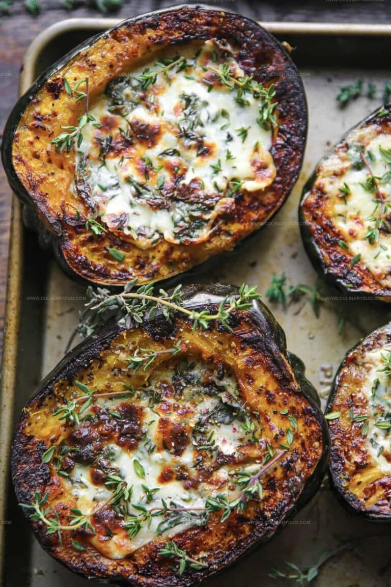 Stuffed Acorn Squash with Parmesan, Cream Cheese and Spinach Recipe
