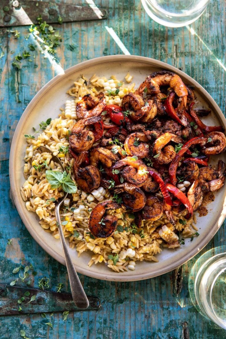 Cajun Pepper Shrimp with Creamed Corn Orzo Recipe