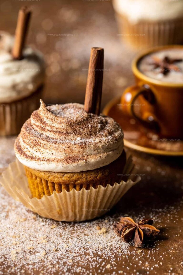 Vanilla Chai Pumpkin Latte Cupcakes with Cinnamon Brown Sugar Frosting Recipe