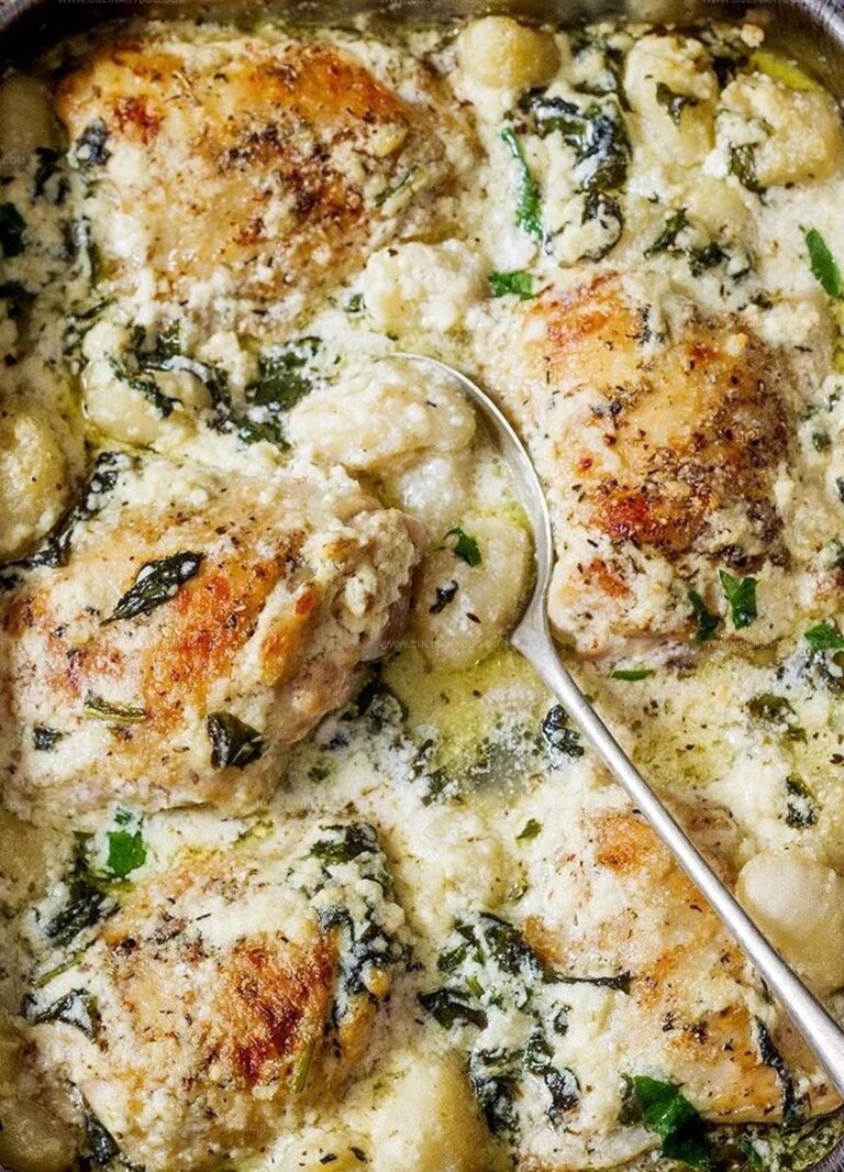 Baked Chicken Gnocchi with Garlic Asiago Cream Sauce Recipe