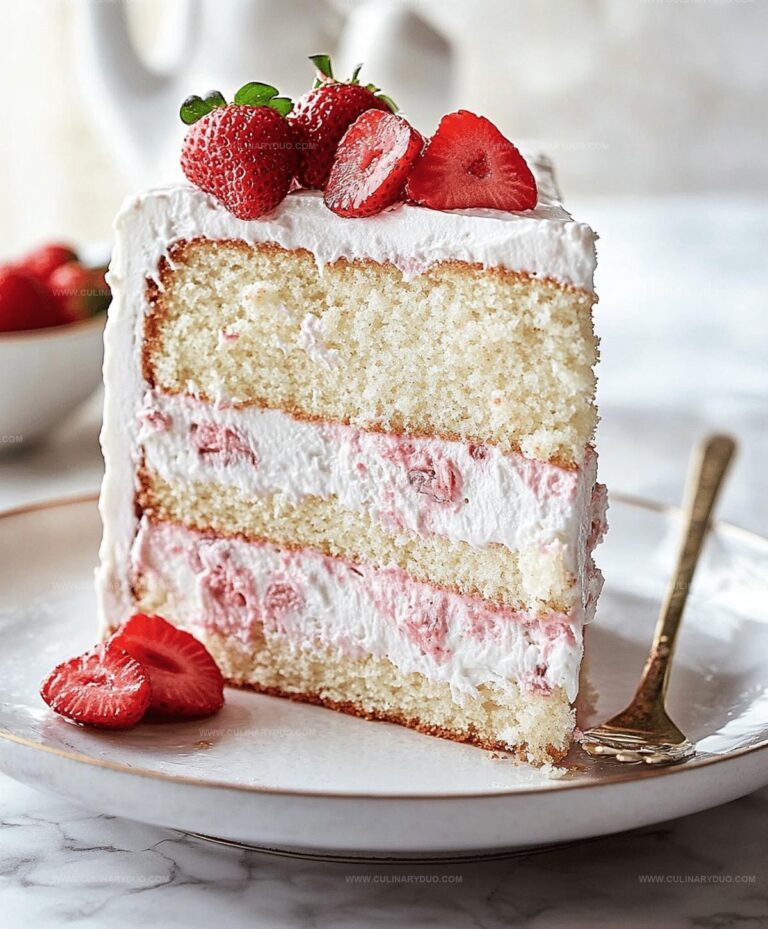 Strawberry Swirled White Chocolate Cake Recipe