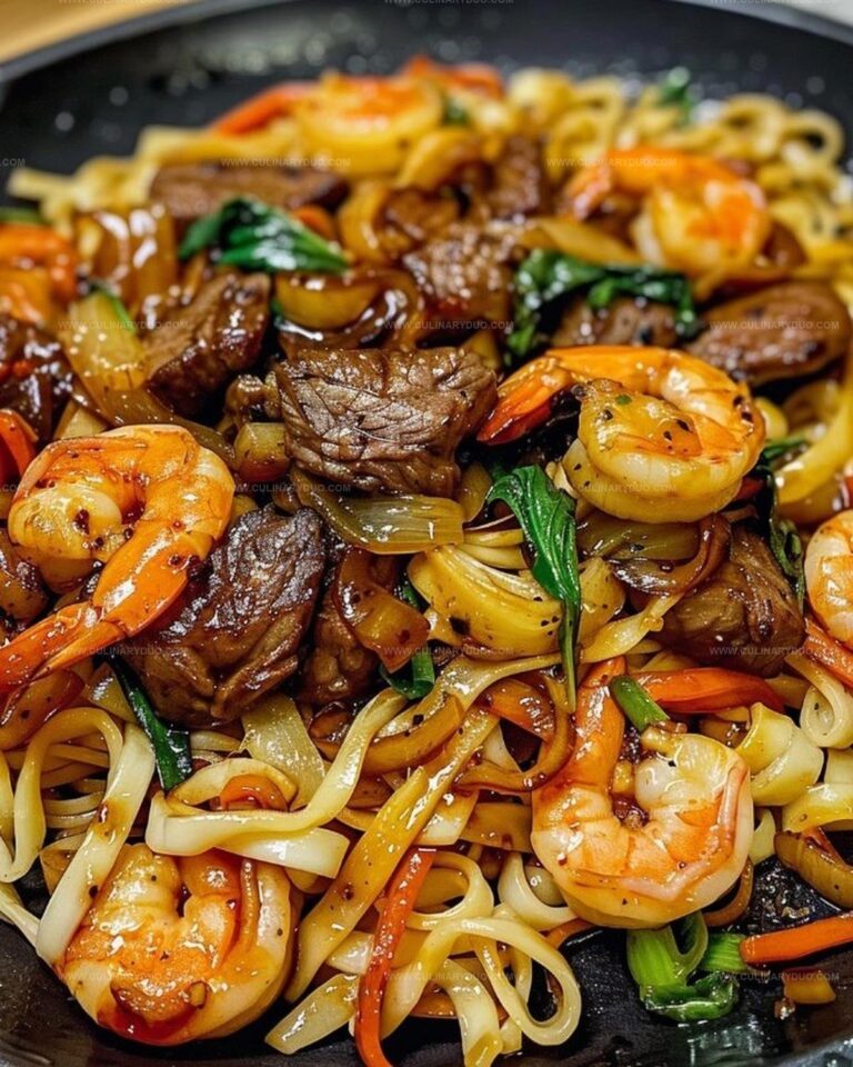 Steak & Shrimp Stir-Fried Noodles Recipe