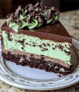 Mint Chocolate Fudge Cheesecake Cake Recipe