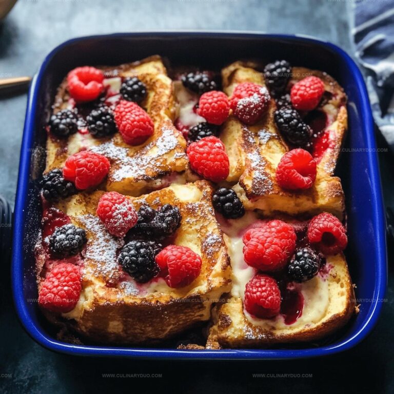 Summer Berry Stuffed French Toast Casserole Bake Recipe