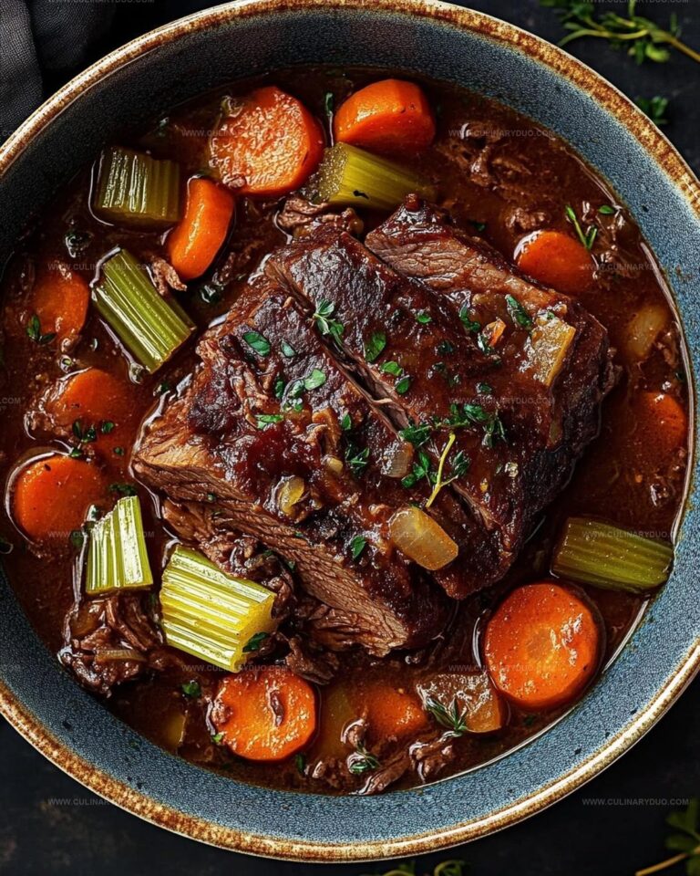 Hearty Beef Chuck Roast with Carrots, Celery, and Rich Beef Broth Recipe