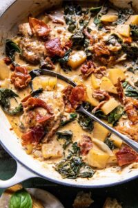 Creamy Tuscan Chicken with Crispy Prosciutto Recipe