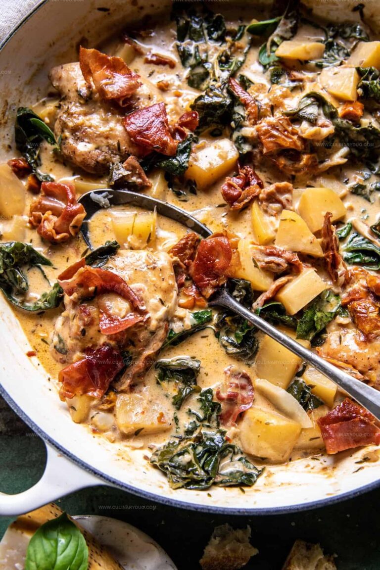 Creamy Tuscan Chicken with Crispy Prosciutto Recipe