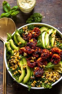 Hot Honey Blackened Shrimp Caesar Salad Recipe