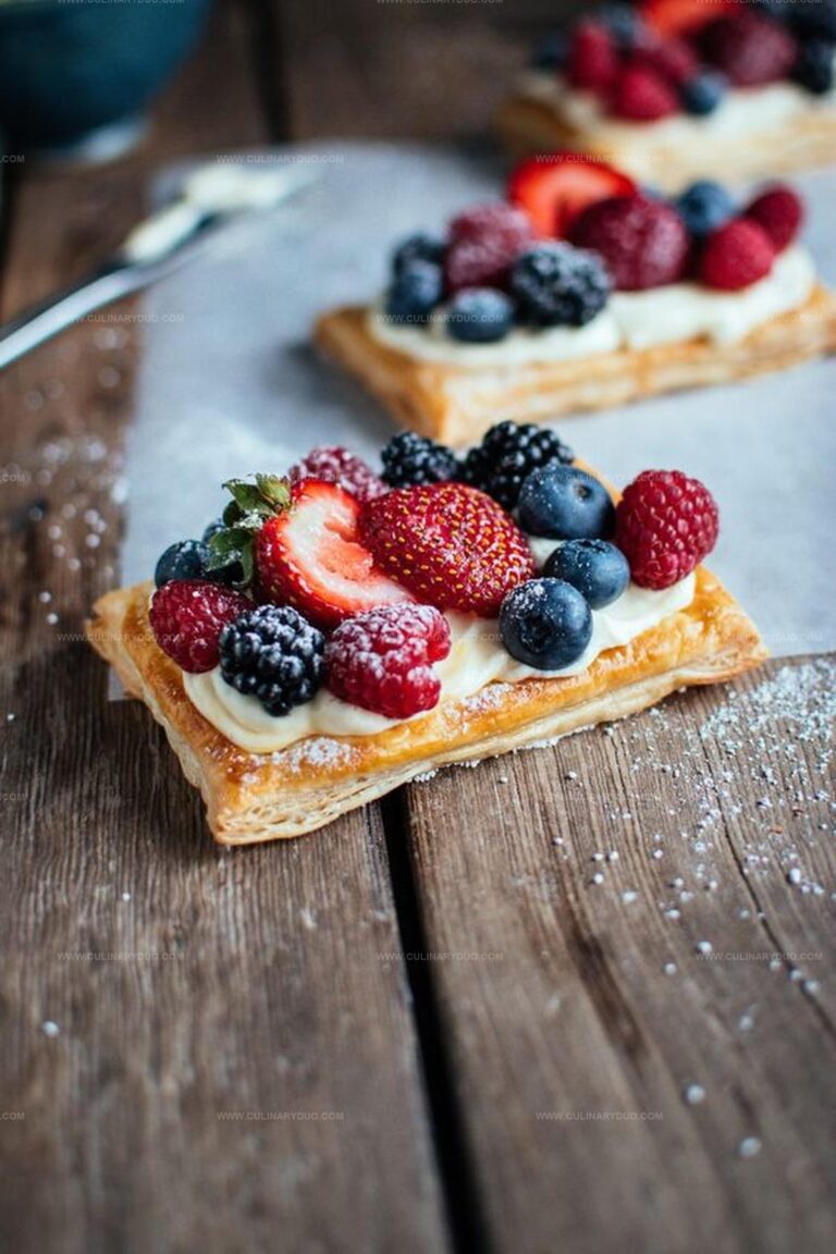 Puff Pastry Fruit Tarts with Lemon Curd Whipped Cream Recipe