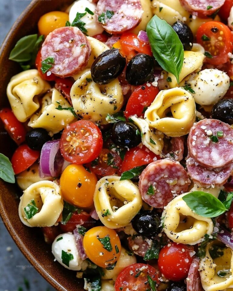 Italian Tortellini Pasta Salad with Salami and Mozzarella Recipe