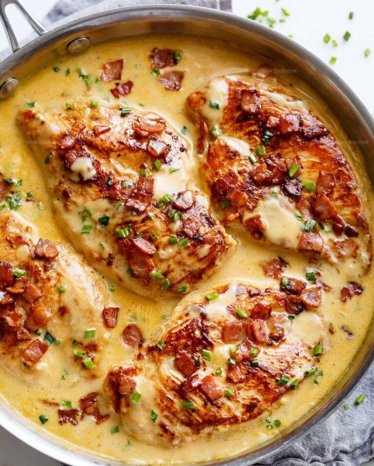 Creamy Beer Cheese Chicken with Crispy Bacon Recipe
