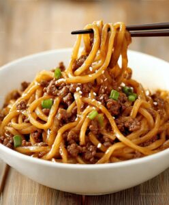 Mongolian Ground Beef Noodles Recipe