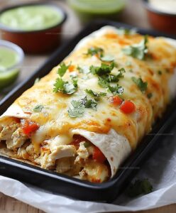 Smothered Baked Chicken Burritos Recipe