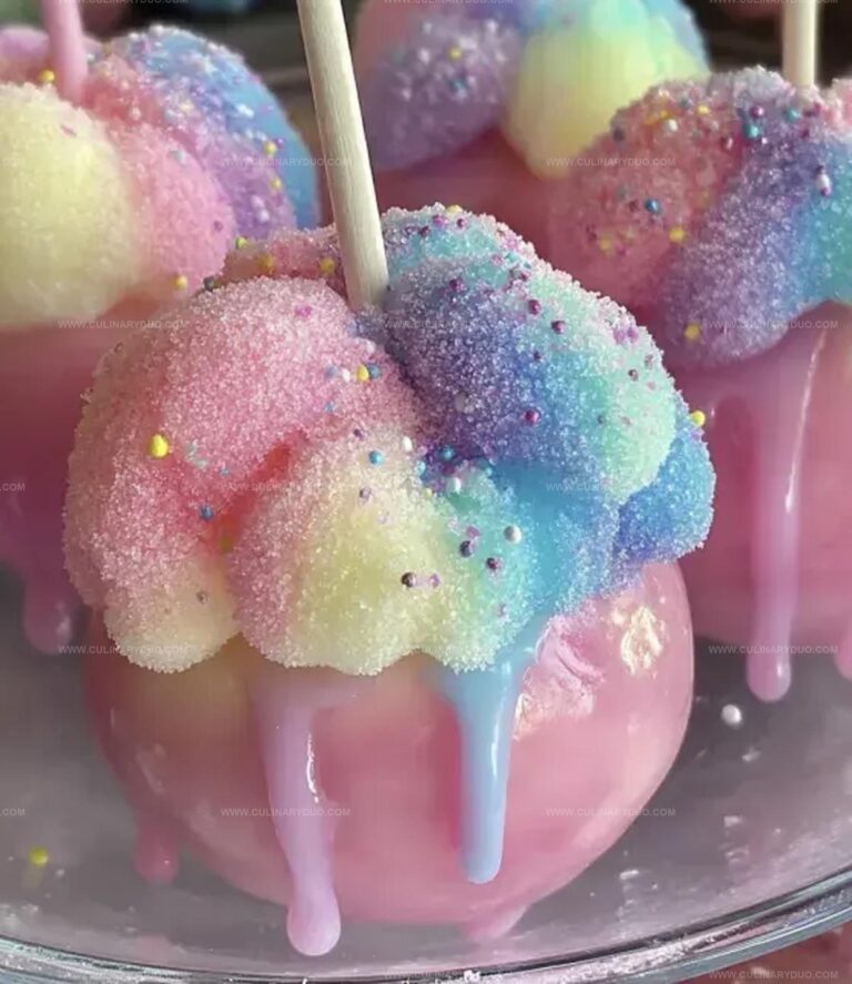 Colorful Candy Apples Cotton Candy Recipe