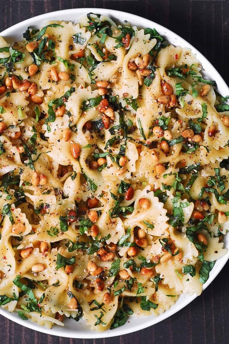 Basil Pasta with Lemon Garlic Butter Sauce Recipe