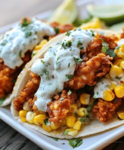 Fried Chicken Street Corn Taco With Jalapeno Lime Ranch Recipe