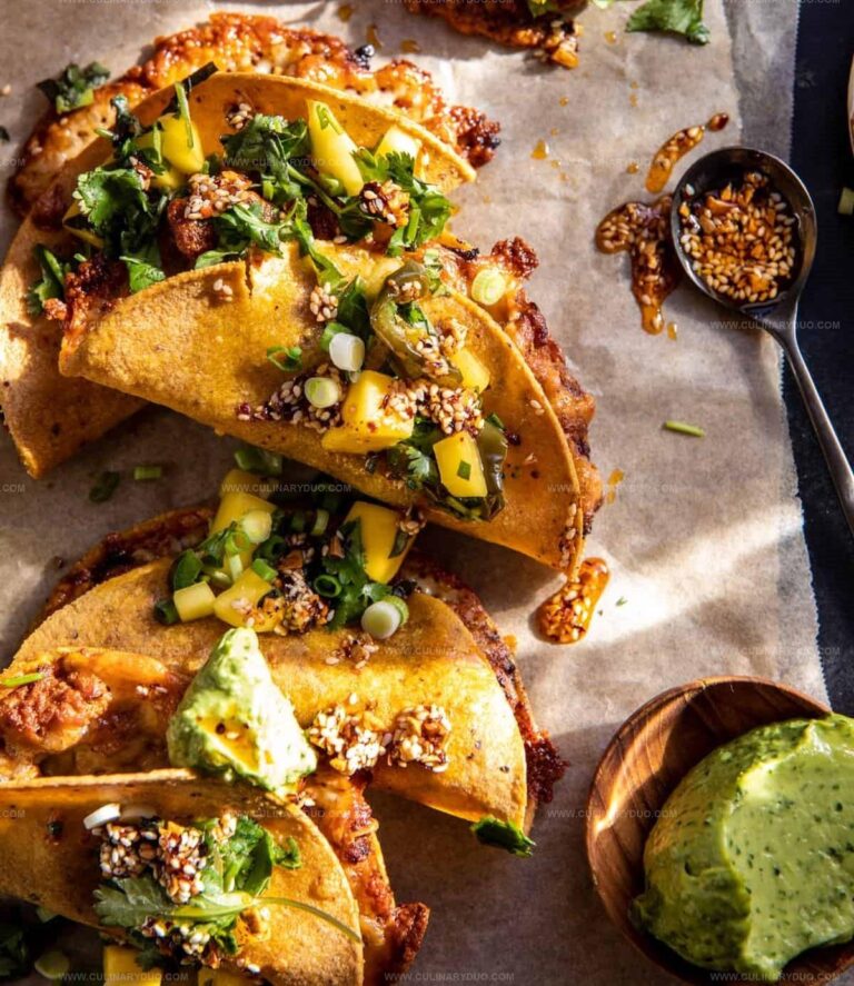 Chili Crisp Chicken Tacos with Spicy Mango Salsa Recipe