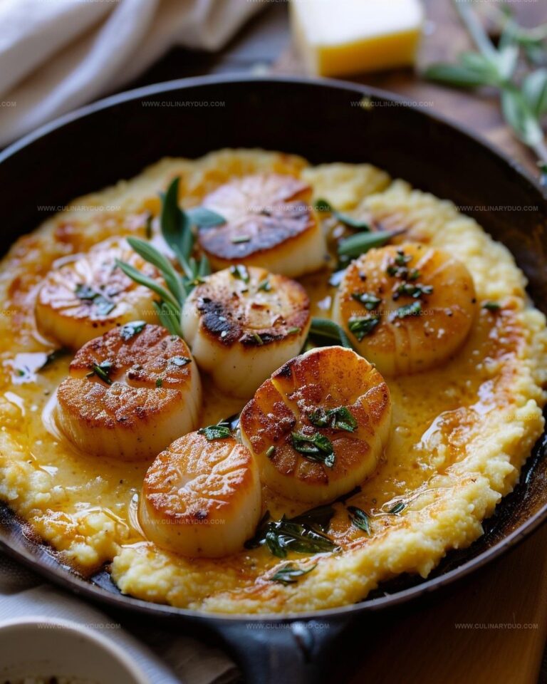 Scallops with Herb Brown Butter over Polenta Recipe