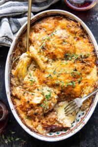 Cheesy Scalloped Potatoes with Caramelized Onions Recipe