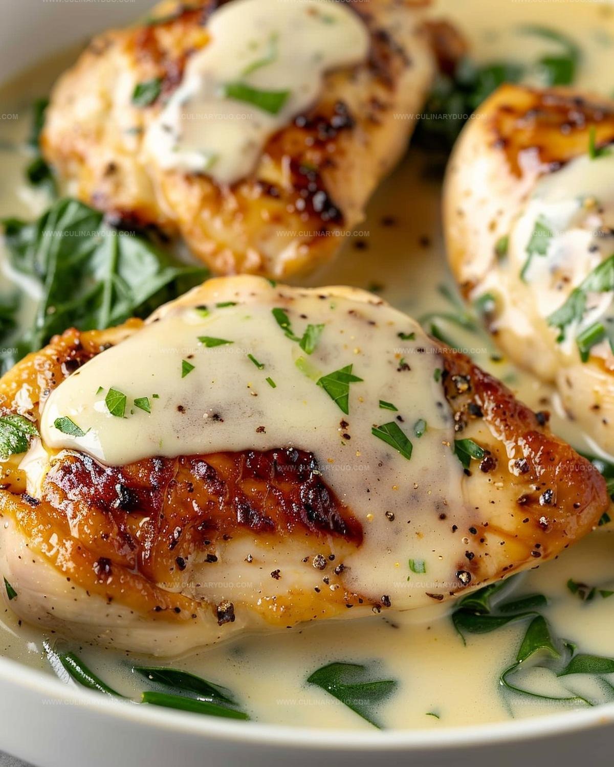 Golden Seared Chicken in Luxurious Florentine Sauce Recipe