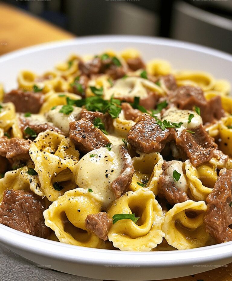 Cheesesteak Tortellini In Rich Provolone Sauce Recipe