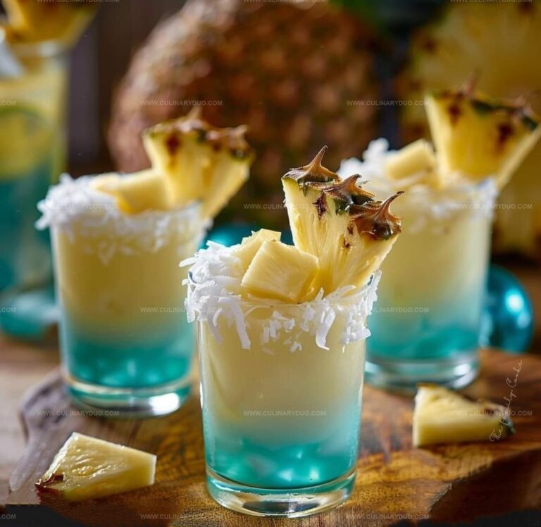 Turquoise Rum, Coconut and Pineapple Shots Recipe