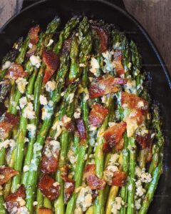 Roasted Asparagus with Blue Cheese and Bacon Recipe