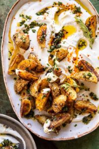 Crispy Oregano Roasted Potatoes with Creamy Feta Sauce Recipe