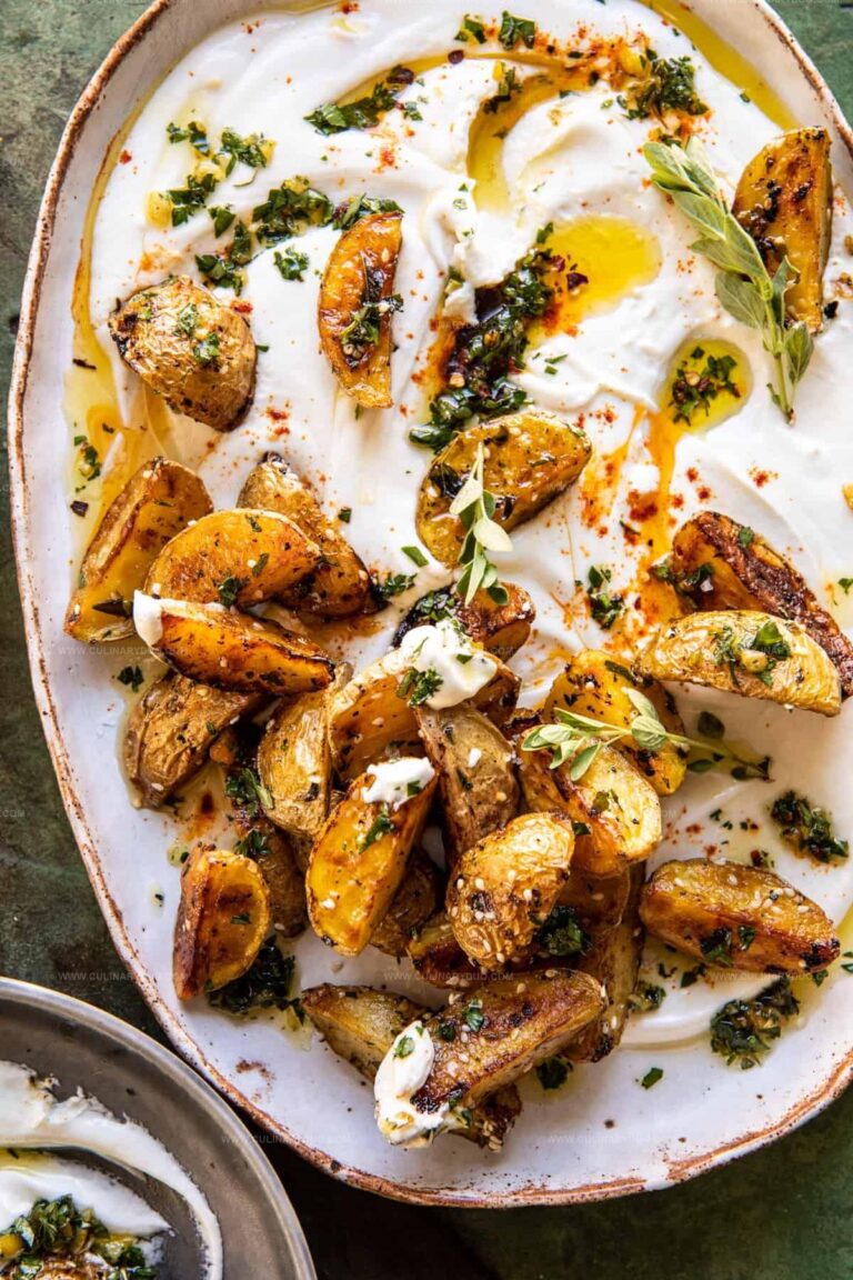 Crispy Oregano Roasted Potatoes with Creamy Feta Sauce Recipe