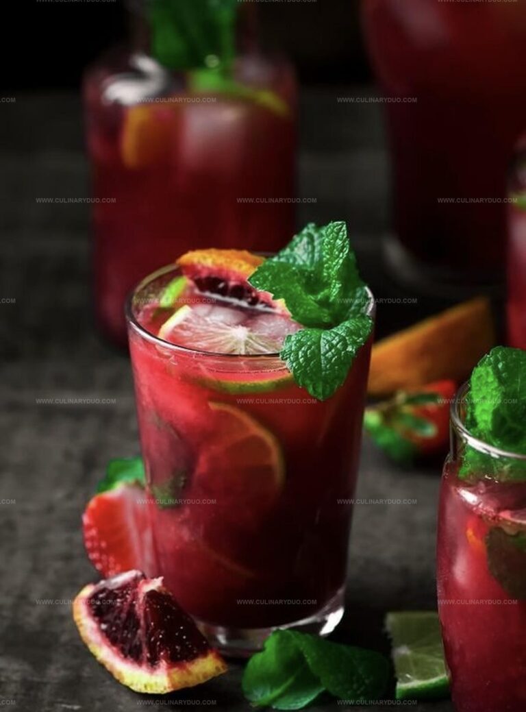 Strawberry Blood Orange Mojito Mocktail (non-alcoholic) Recipe