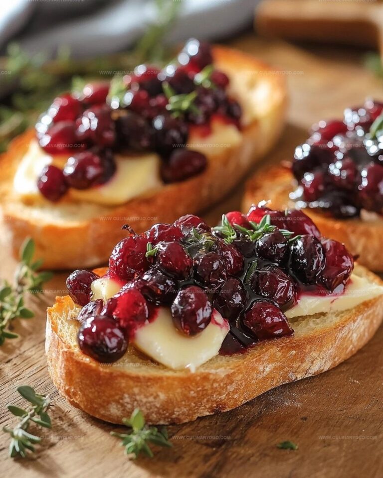 Crispy Crostini with Balsamic Roasted Cranberries and Creamy Brie Recipe