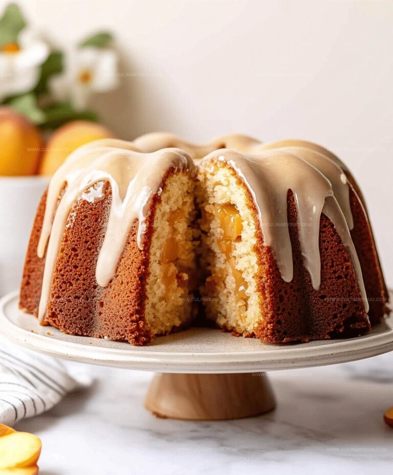 Peach Bundt Cake with Brown Butter Icing Recipe