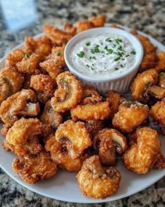 Crispy Fried Mushrooms with Cool Ranch Dip Recipe