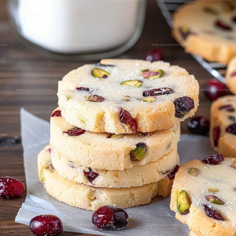 Cranberry Pistachio Shortbread Cookies with White Chocolate Recipe