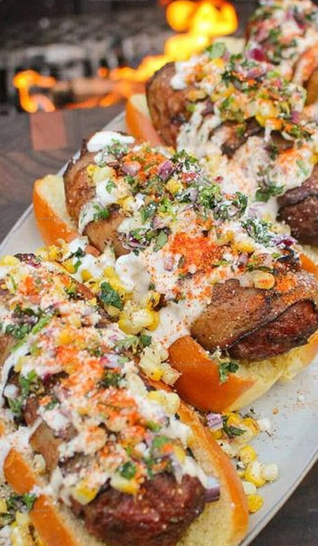 Cooking Steps for Elote Chorizo Dogs